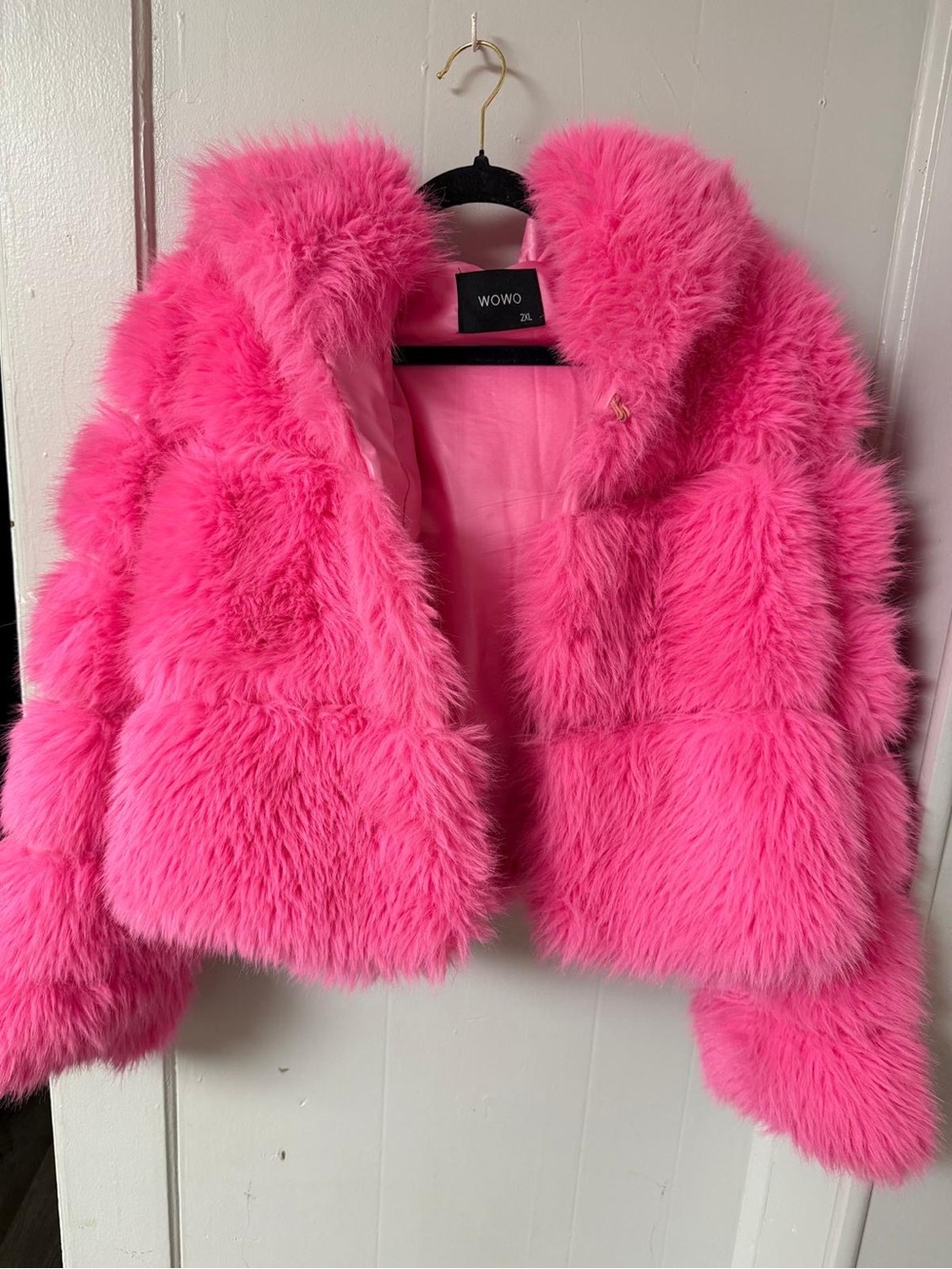 Wowo Pink Faux Fur Jacket for Women 2XL size .soft textured